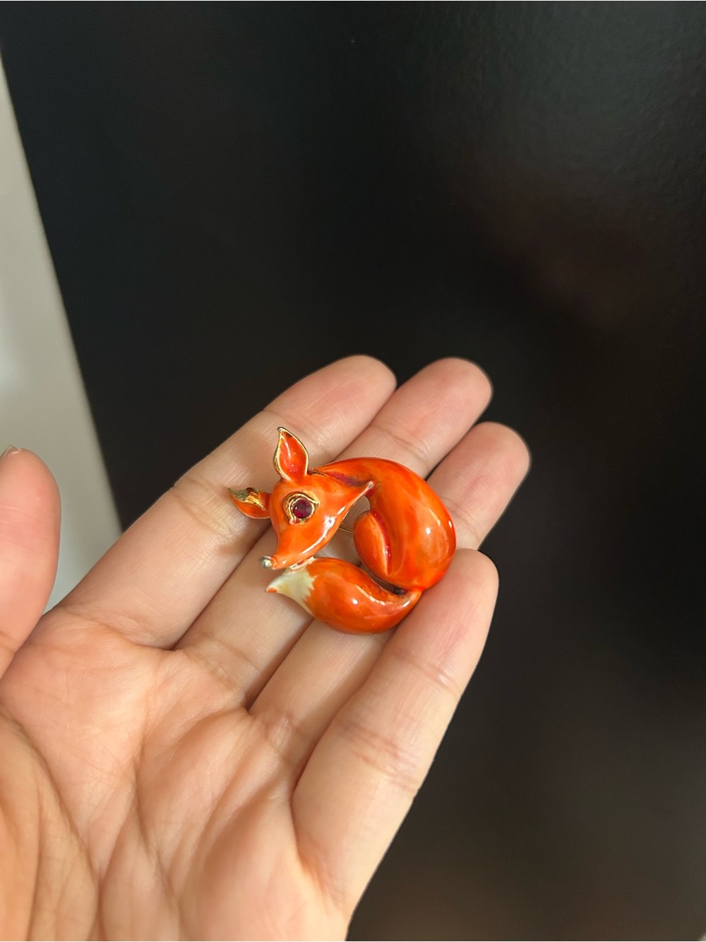 Enamel Fox Brooch Pin